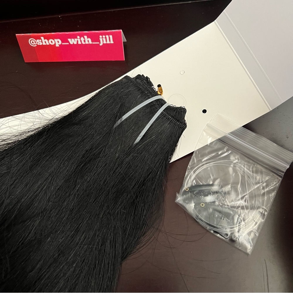 18” Jet Black #1 Fish Wire Halo 100% Human Hair Extensions 95g 1pc Item#GA - Picture 6 of 16
